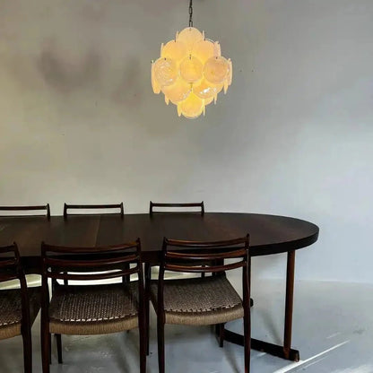 Murano Chandelier 36 White Disks - GILDLAMPS
