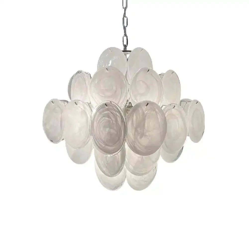 Murano Chandelier 36 White Disks - GILDLAMPS