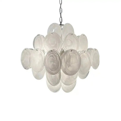 Murano Chandelier 36 White Disks - GILDLAMPS