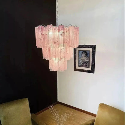 Murano Chandelier – 48 tubes – Alabaster Pink - GILDLAMPS