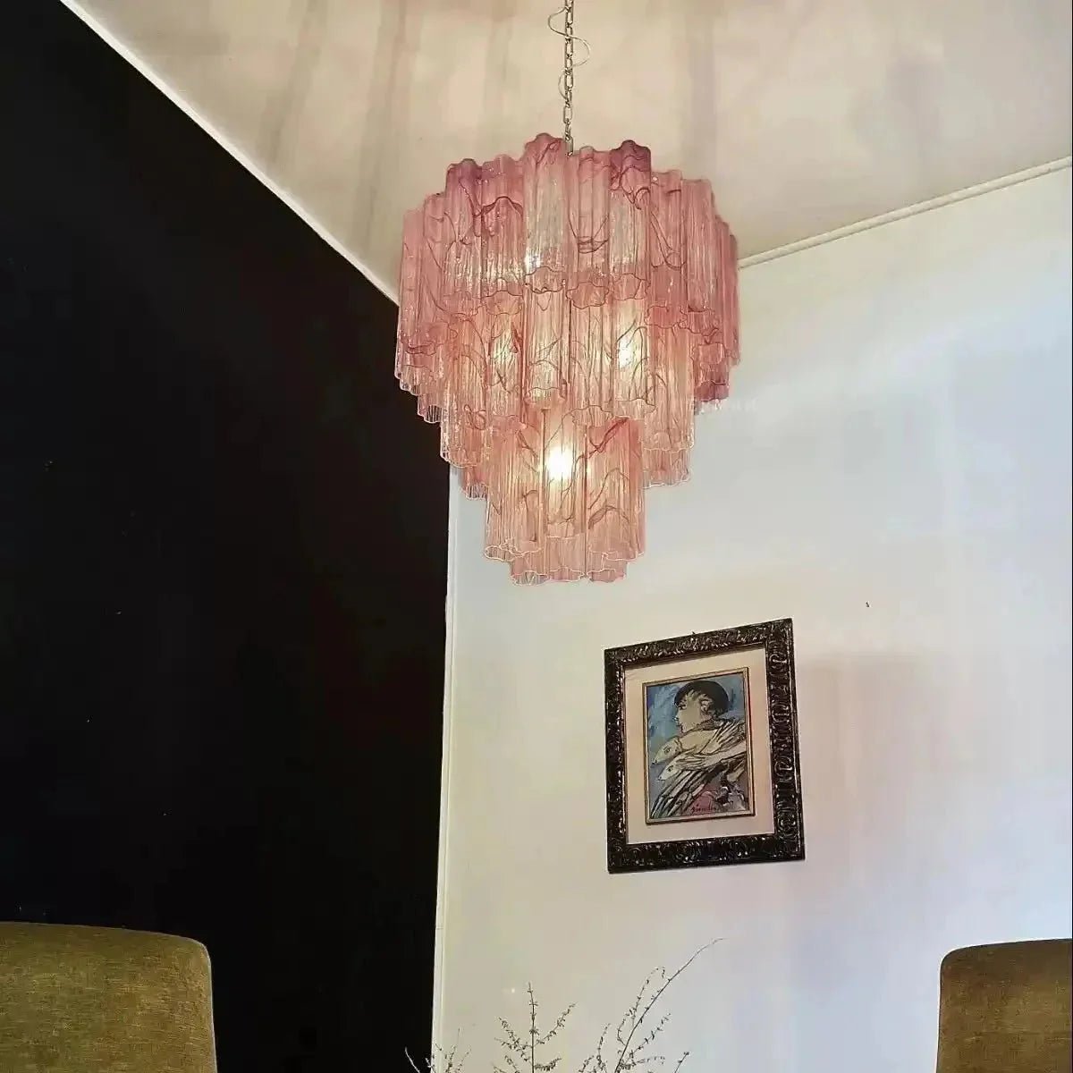 Murano Chandelier – 48 tubes – Alabaster Pink - GILDLAMPS