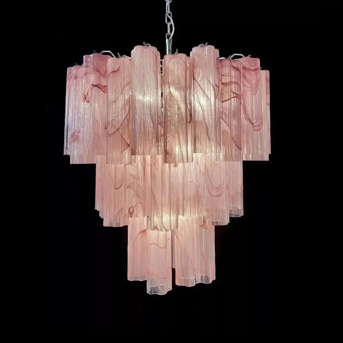 Murano Chandelier – 48 tubes – Alabaster Pink - GILDLAMPS