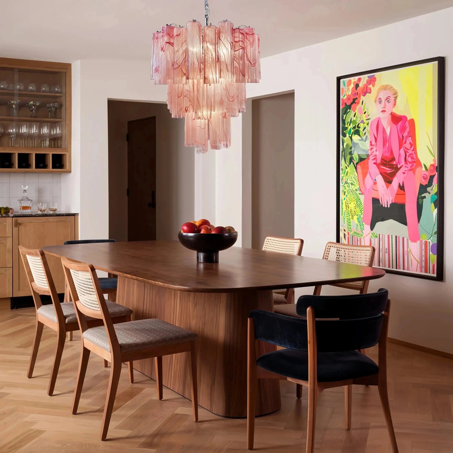 Murano Chandelier – 48 tubes – Alabaster Pink - GILDLAMPS