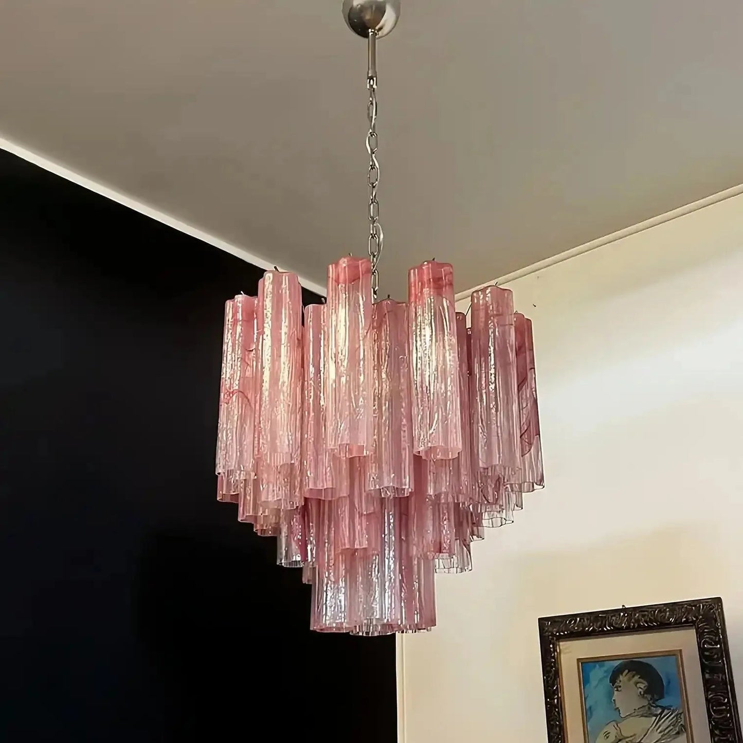 Murano Chandelier – 48 tubes – Alabaster Pink - GILDLAMPS