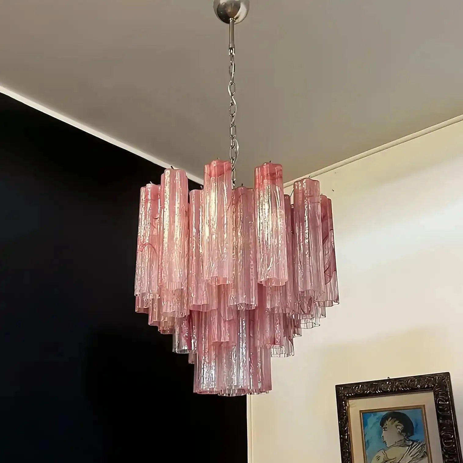 Murano Chandelier – 48 tubes – Alabaster Pink - GILDLAMPS