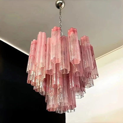 Murano Chandelier – 48 tubes – Alabaster Pink - GILDLAMPS