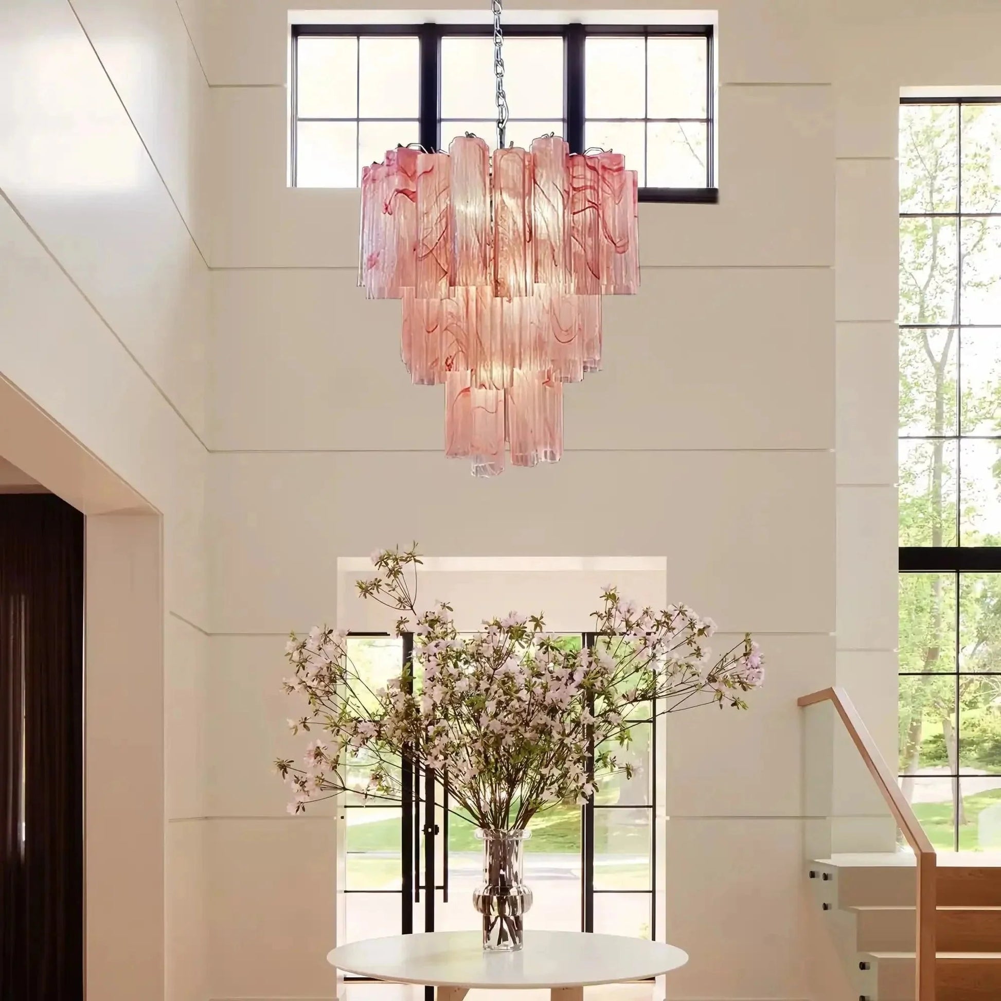 Murano Chandelier – 48 tubes – Alabaster Pink - GILDLAMPS