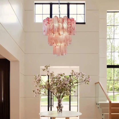 Murano Chandelier – 48 tubes – Alabaster Pink - GILDLAMPS