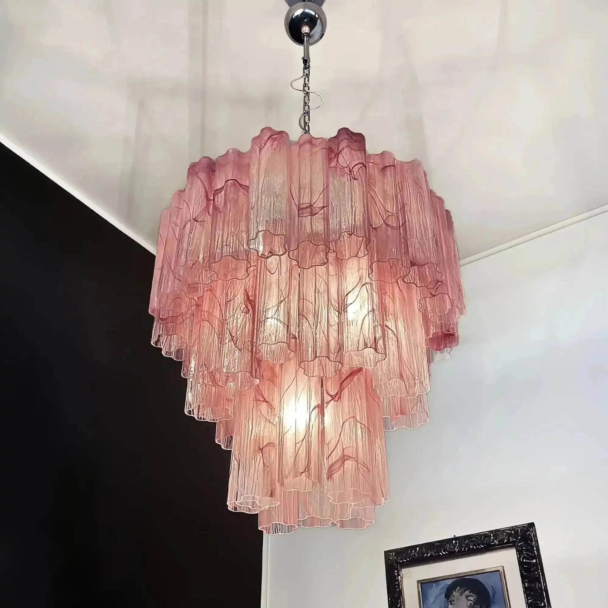 Murano Chandelier – 48 tubes – Alabaster Pink - GILDLAMPS