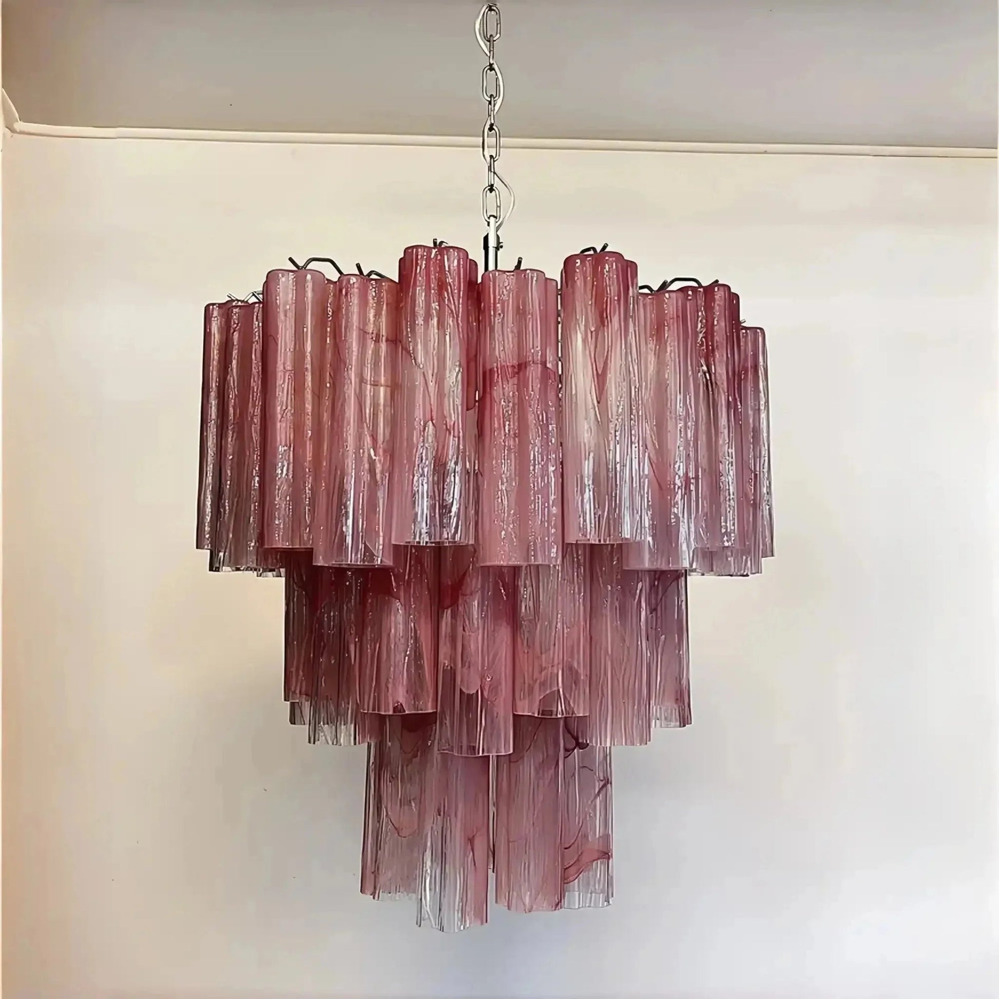Murano Chandelier – 48 tubes – Alabaster Pink - GILDLAMPS