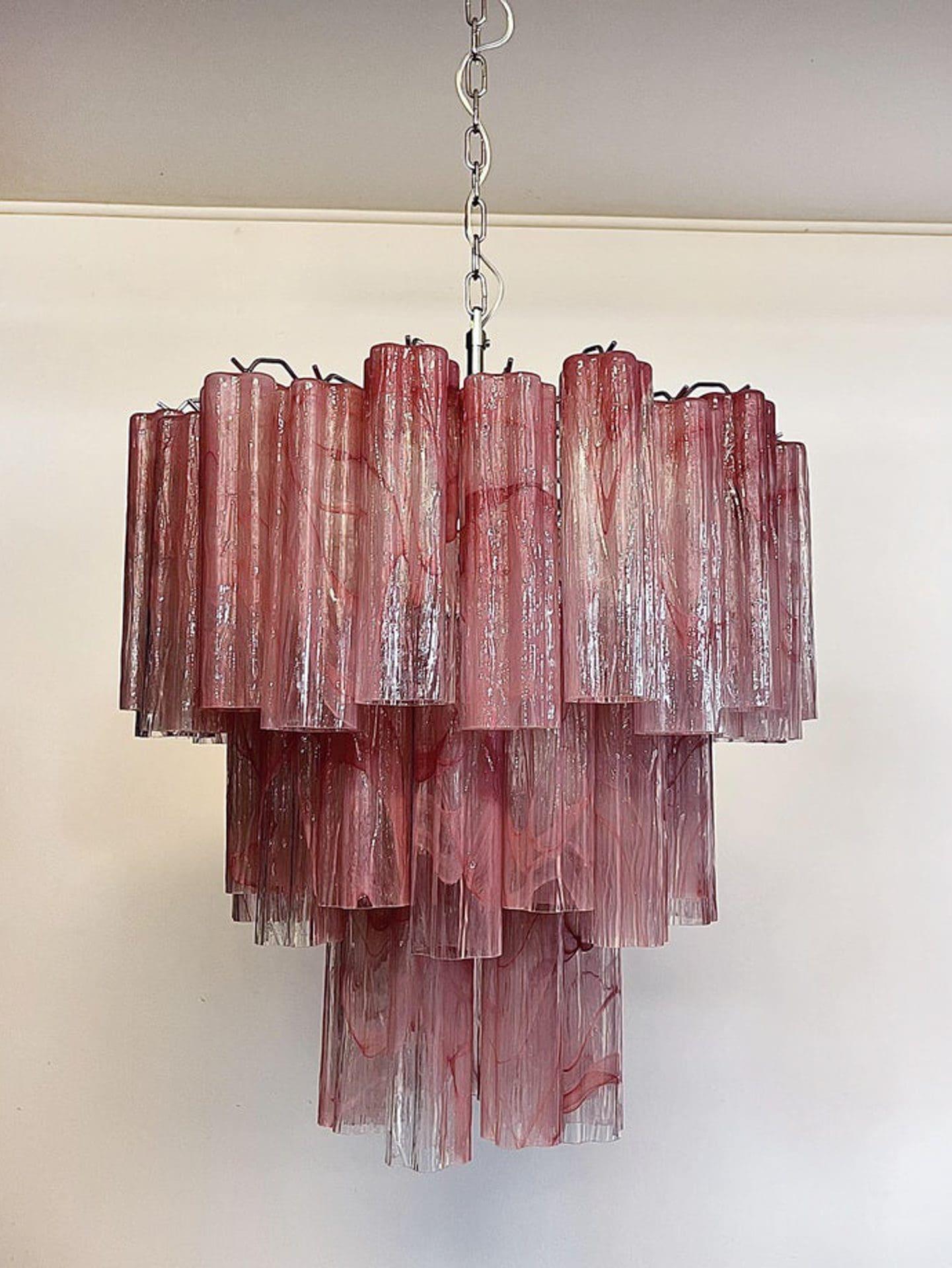 Murano Chandelier – 48 tubes – Alabaster Pink - GILDLAMPS