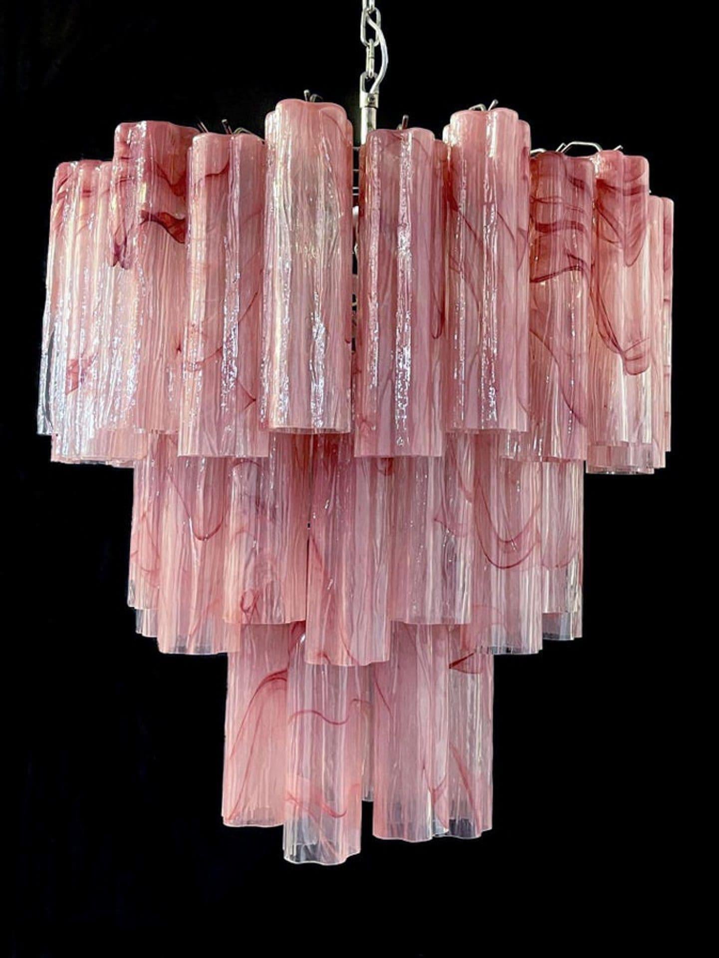 Murano Chandelier – 48 tubes – Alabaster Pink - GILDLAMPS