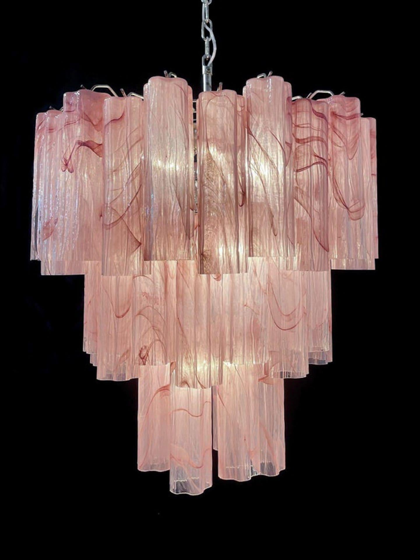 Murano Chandelier – 48 tubes – Alabaster Pink - GILDLAMPS