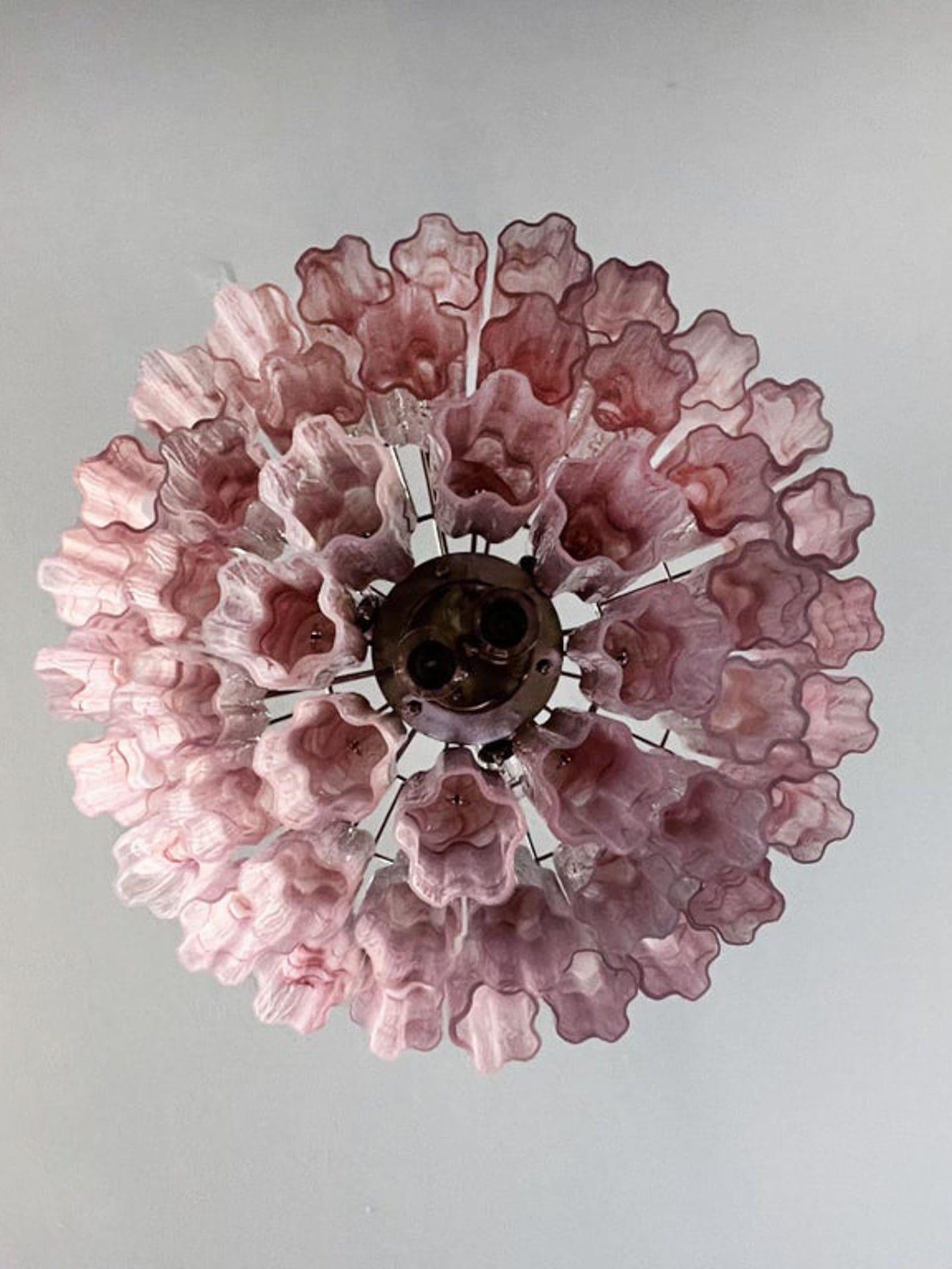 Murano Chandelier – 48 tubes – Alabaster Pink - GILDLAMPS