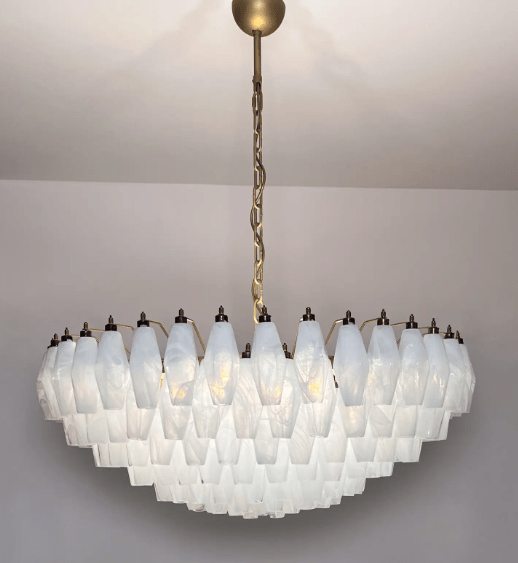 Murano Chandelier – Poliedri – 185 glass – White Alabaster - GILDLAMPS