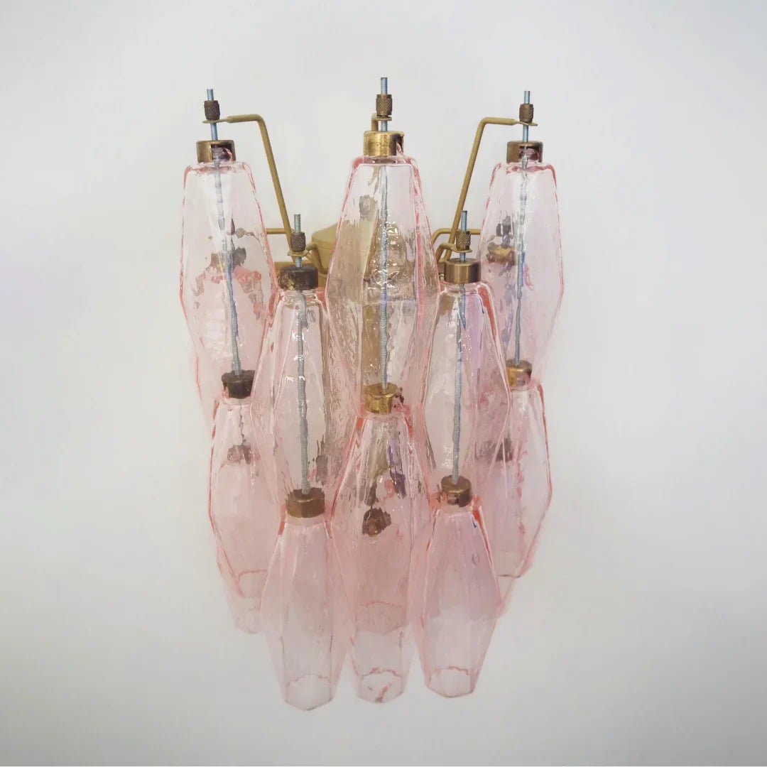 Murano Poliedri Pink Glass Wall Sconces - GILDLAMPS