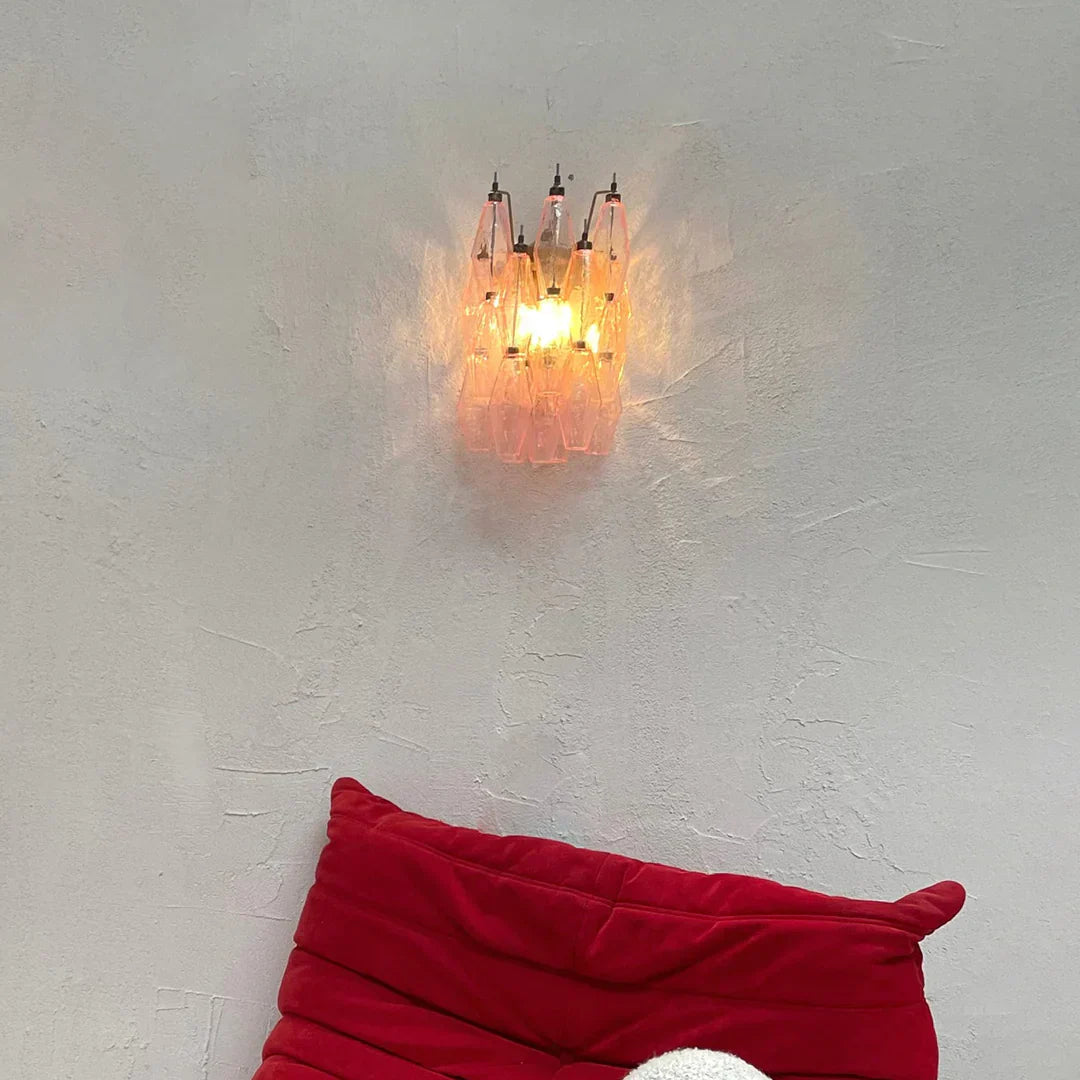 Murano Poliedri Pink Glass Wall Sconces - GILDLAMPS