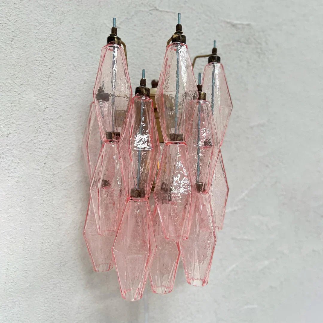 Murano Poliedri Pink Glass Wall Sconces - GILDLAMPS