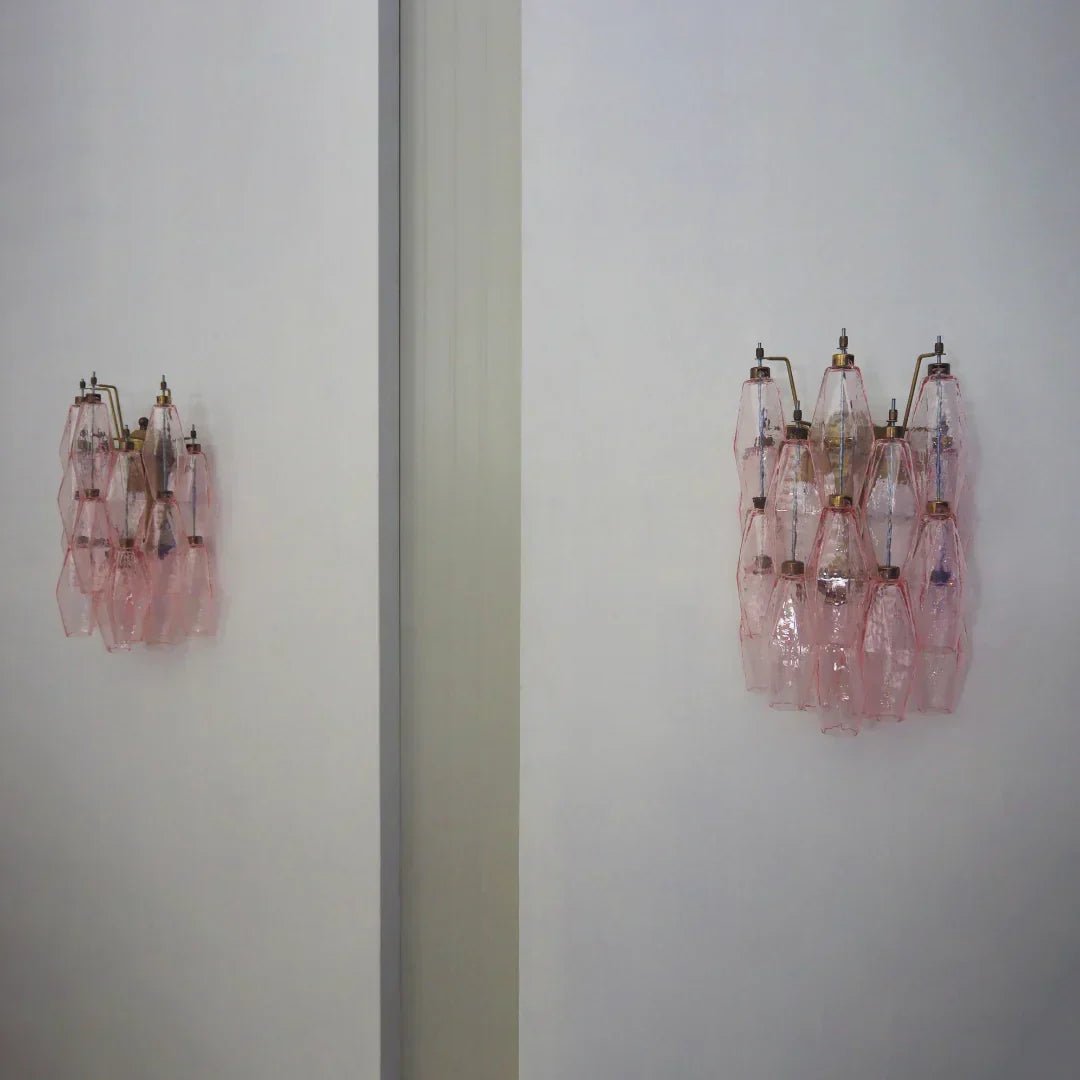 Murano Poliedri Pink Glass Wall Sconces - GILDLAMPS
