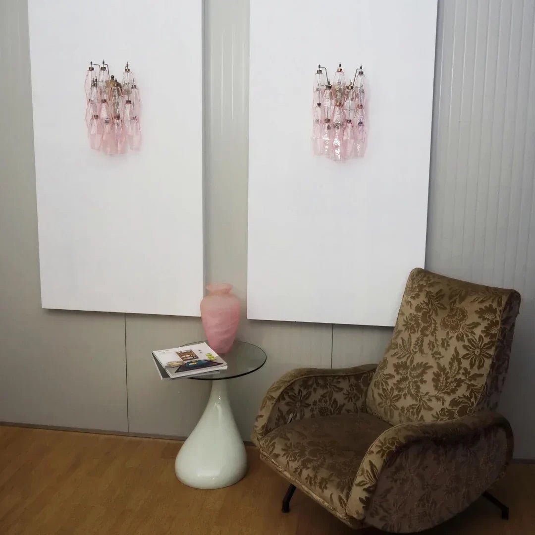 Murano Poliedri Pink Glass Wall Sconces - GILDLAMPS