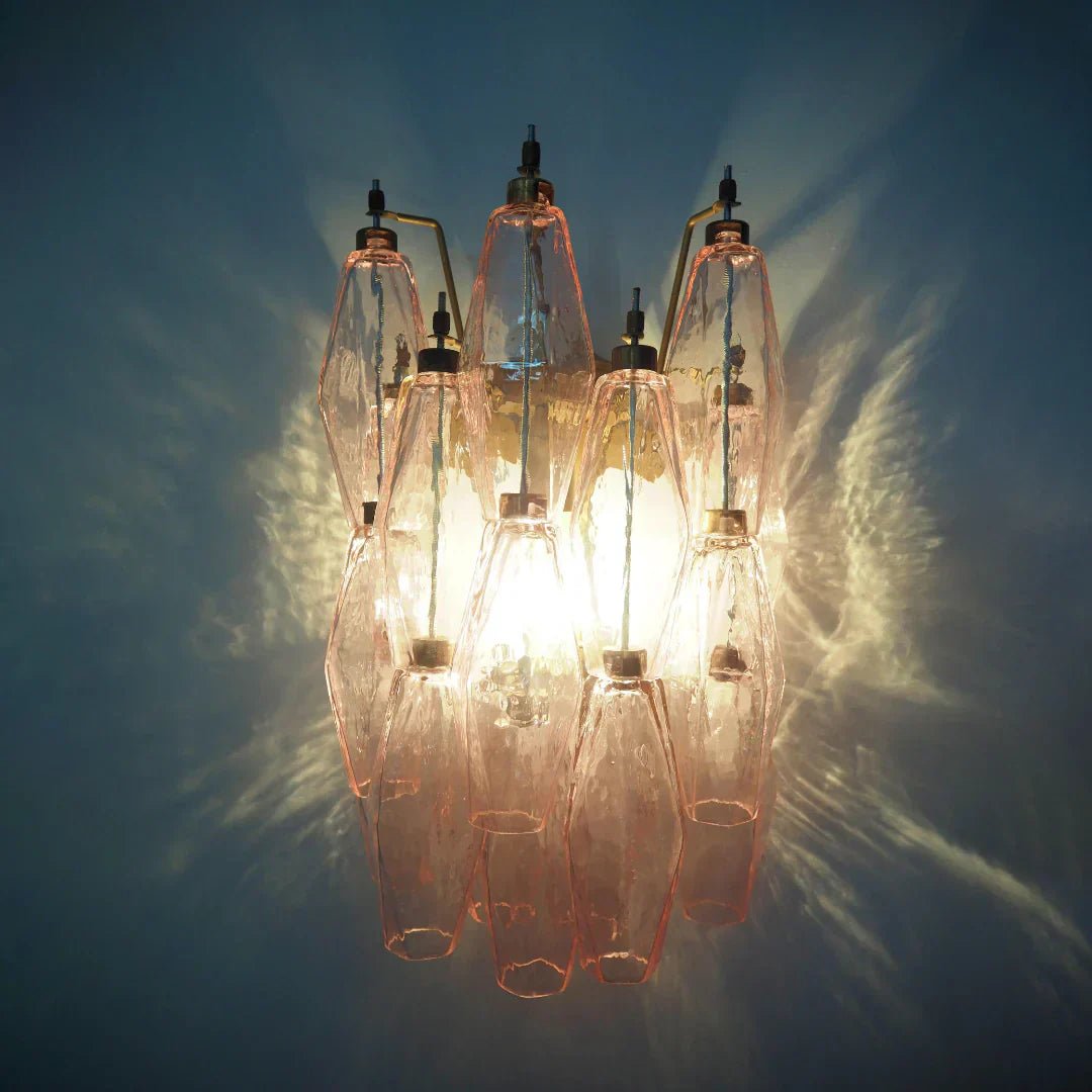 Murano Poliedri Pink Glass Wall Sconces - GILDLAMPS
