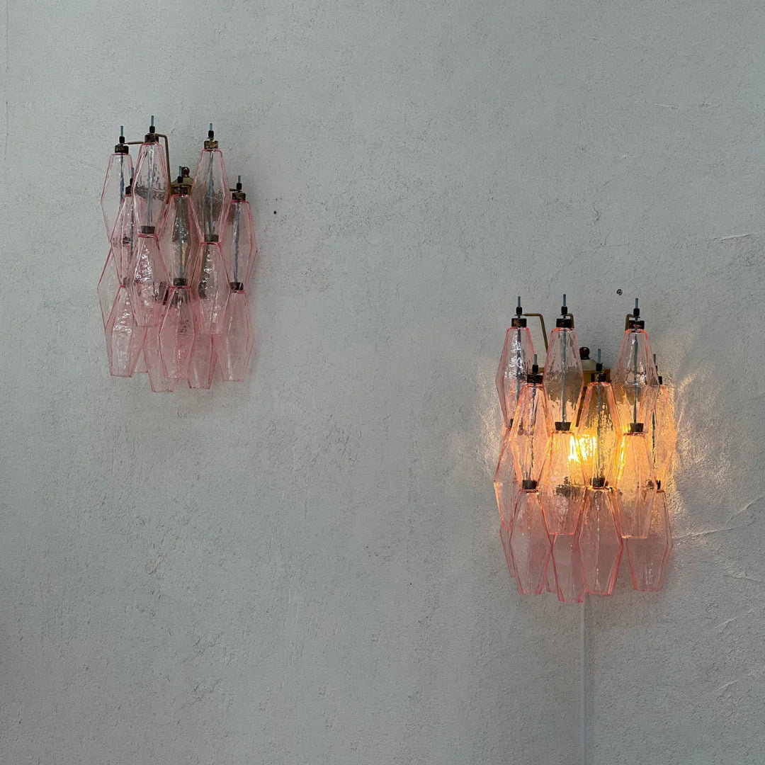 Murano Poliedri Pink Glass Wall Sconces - GILDLAMPS