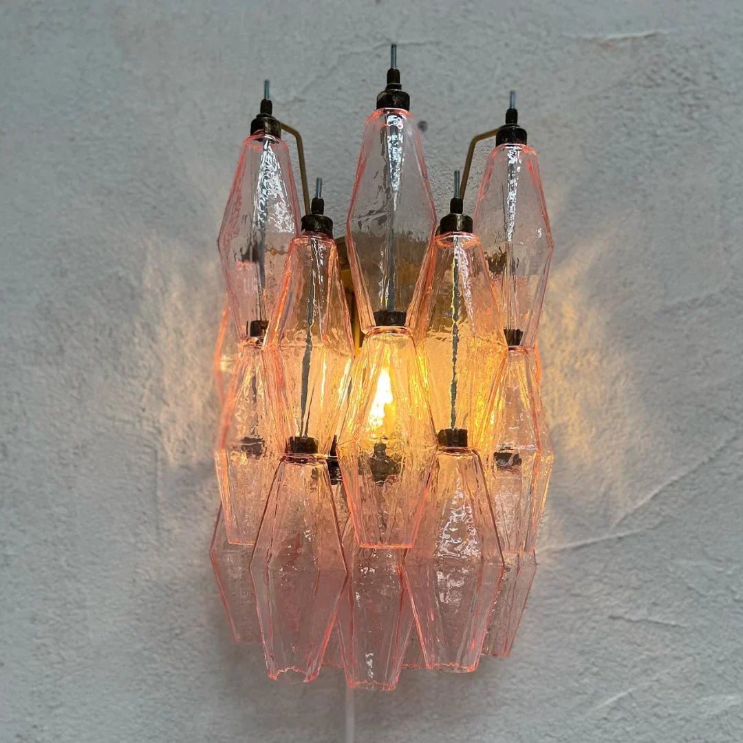 Murano Poliedri Pink Glass Wall Sconces - GILDLAMPS