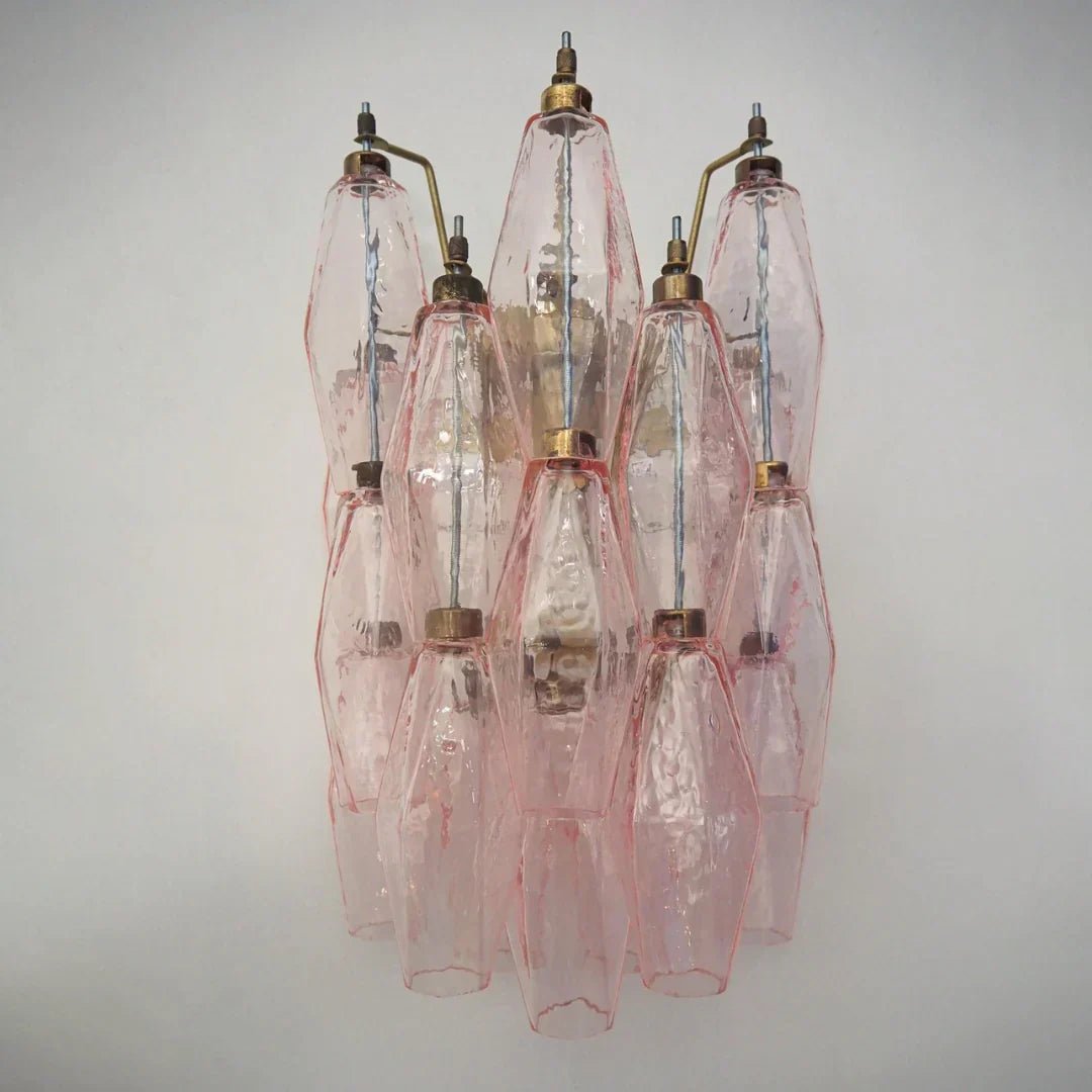 Murano Poliedri Pink Glass Wall Sconces - GILDLAMPS