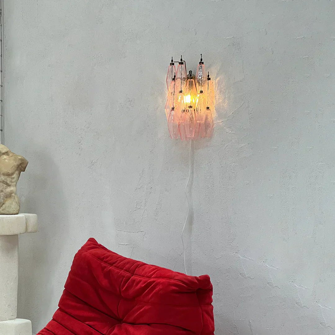Murano Poliedri Pink Glass Wall Sconces - GILDLAMPS