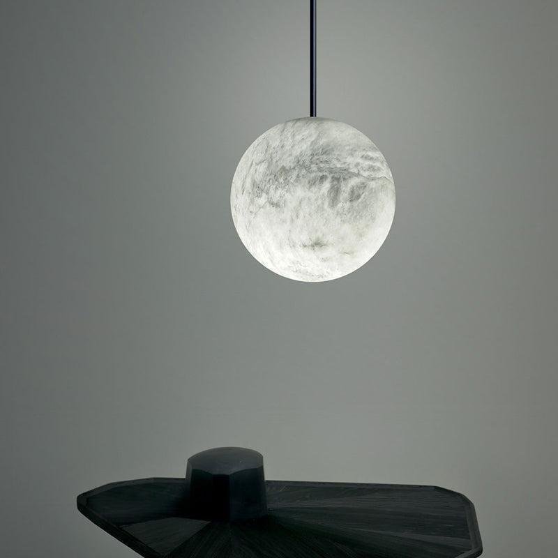 Nami Alabaster Sphere Staircase Chandelier Brass Multi Pendant Light - GILDLAMPS