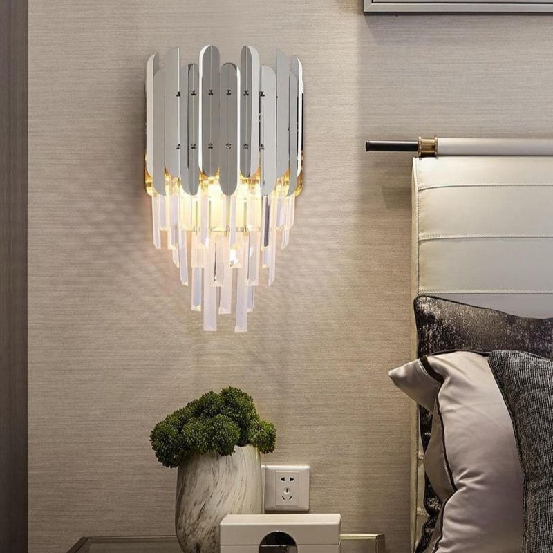 Natasha Conical Clear Crystal Wall Sconce 16"H - GILDLAMPS