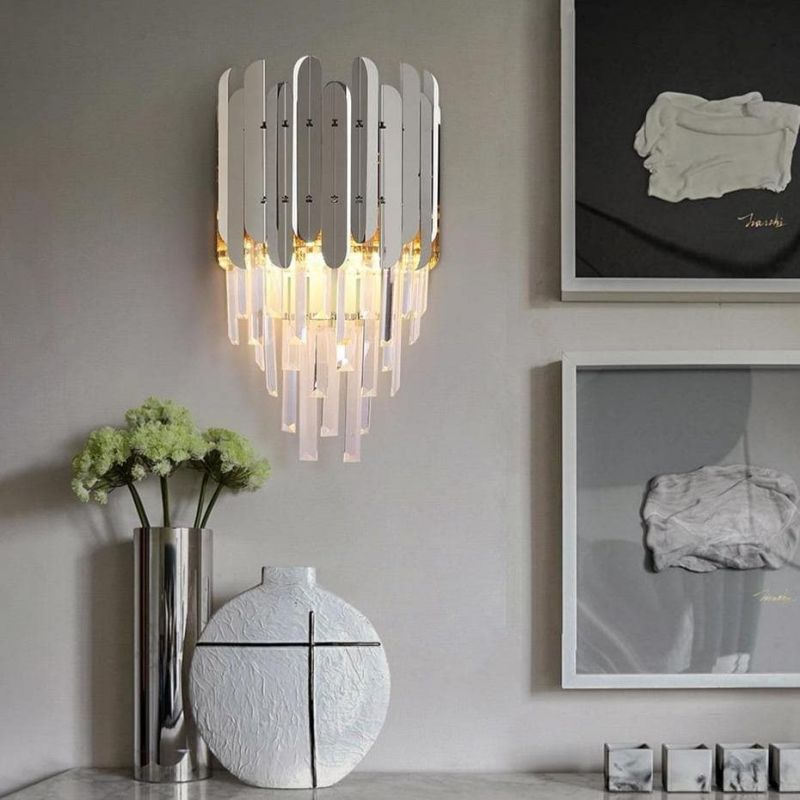 Natasha Conical Clear Crystal Wall Sconce 16"H - GILDLAMPS