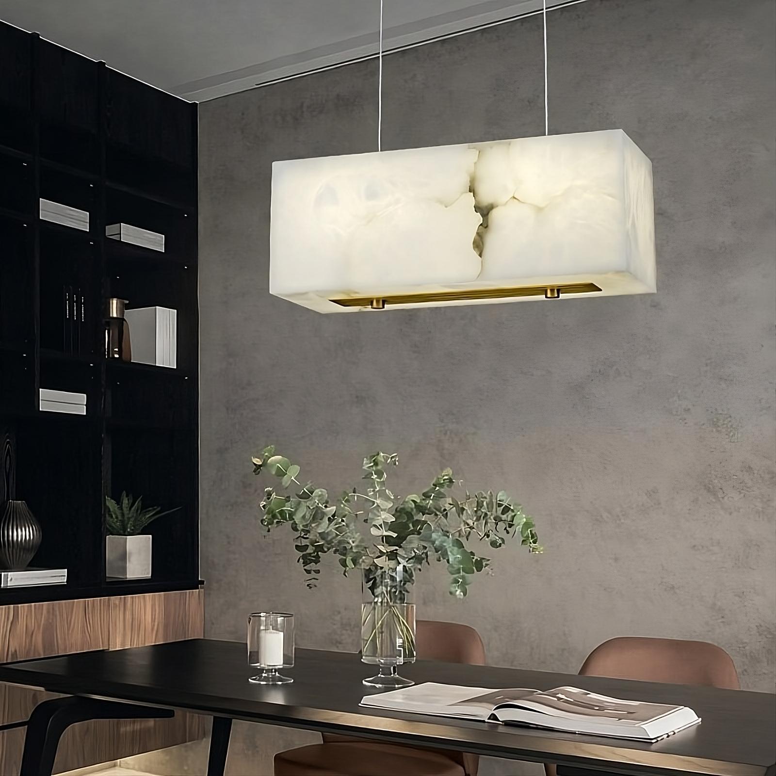 Natural Marble Alabaster Dining Room Chandelier - GILDLAMPS