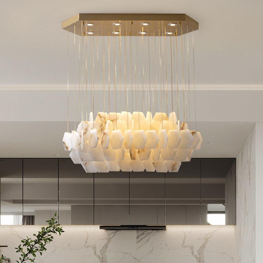 Natural Marble Alabaster Modern Chandelier - GILDLAMPS
