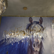 New Clear Crystal Rain Copper Branch Chandelier Modern Designer Pendant Light For Dining Table/Kitchen Island - GILDLAMPS