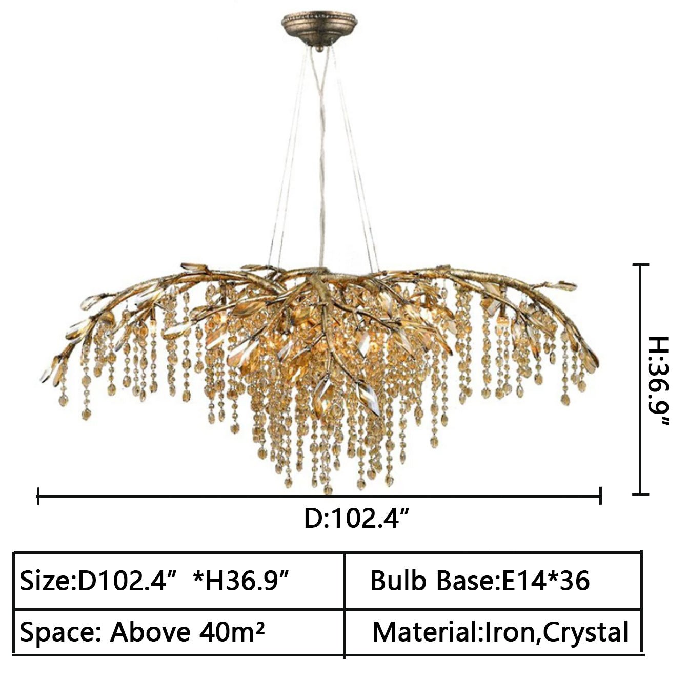 New Luxury Branch Crystal Pendant Chandelier Designer Creative Art Dining Room/Living Room Light Fixture - GILDLAMPS
