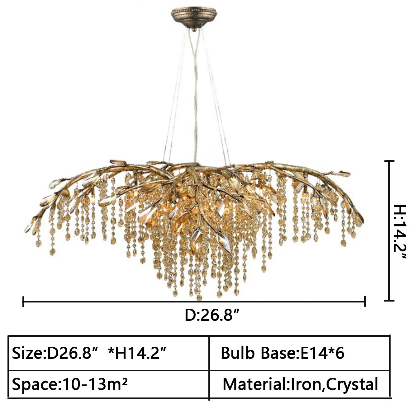 New Luxury Branch Crystal Pendant Chandelier Designer Creative Art Dining Room/Living Room Light Fixture - GILDLAMPS