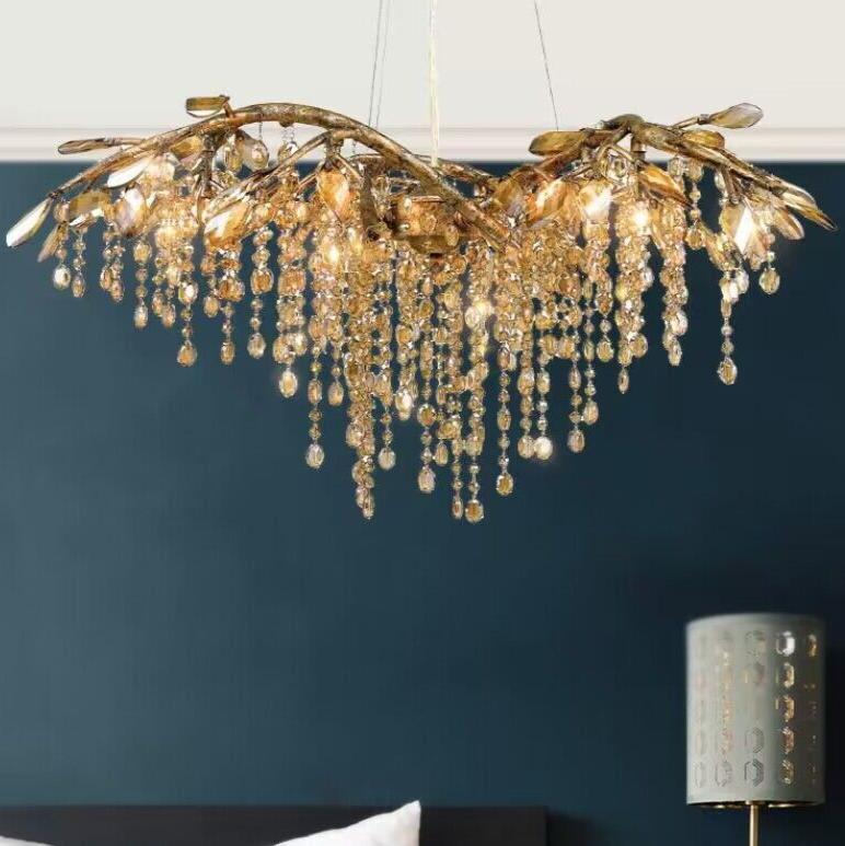 New Luxury Branch Crystal Pendant Chandelier Designer Creative Art Dining Room/Living Room Light Fixture - GILDLAMPS