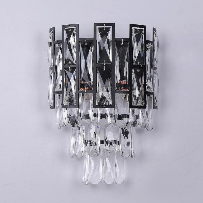 Nimbus Black Clear Crystal Wall Sconce - GILDLAMPS