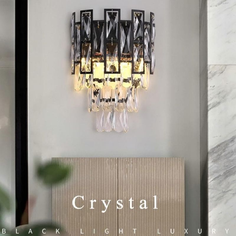 Nimbus Black Clear Crystal Wall Sconce - GILDLAMPS