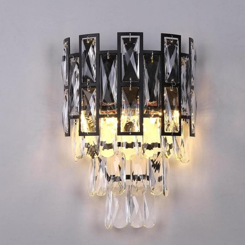Nimbus Black Clear Crystal Wall Sconce - GILDLAMPS