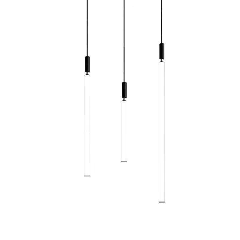Nordic Fashion Minimalist Black Straight Pendant Chandelier for Bedside/Staircase/Loft/Duplex - GILDLAMPS