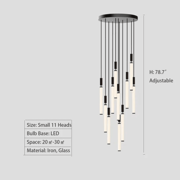Nordic Fashion Minimalist Black Straight Pendant Chandelier for Bedside/Staircase/Loft/Duplex - GILDLAMPS