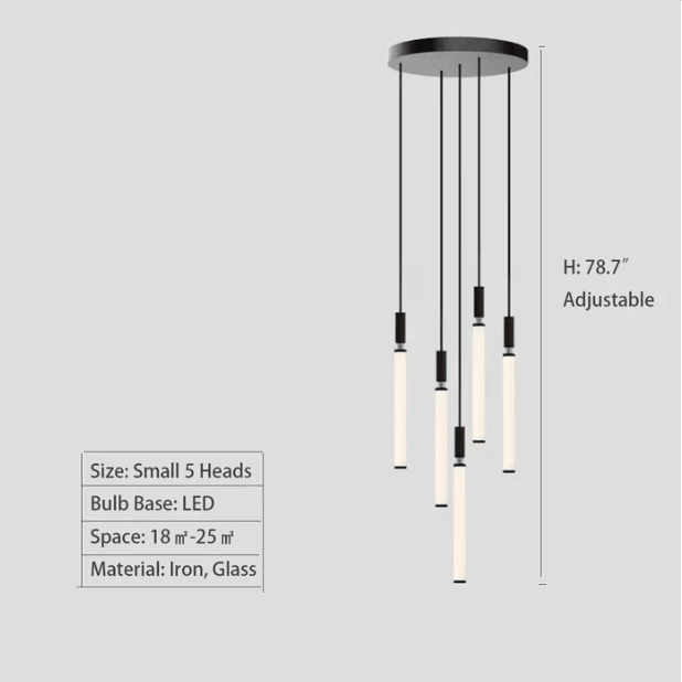 Nordic Fashion Minimalist Black Straight Pendant Chandelier for Bedside/Staircase/Loft/Duplex - GILDLAMPS