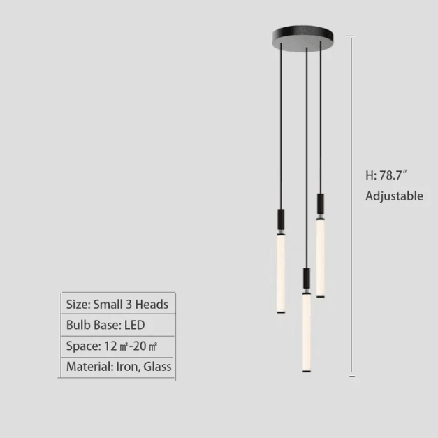 Nordic Fashion Minimalist Black Straight Pendant Chandelier for Bedside/Staircase/Loft/Duplex - GILDLAMPS