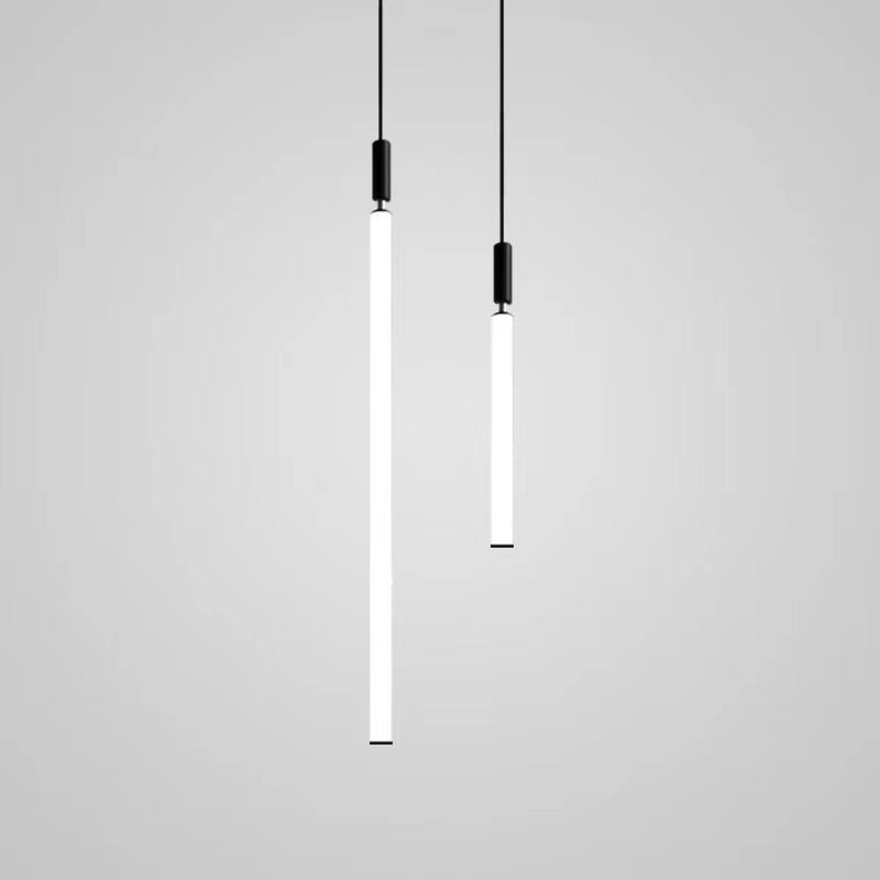 Nordic Fashion Minimalist Black Straight Pendant Chandelier for Bedside/Staircase/Loft/Duplex - GILDLAMPS
