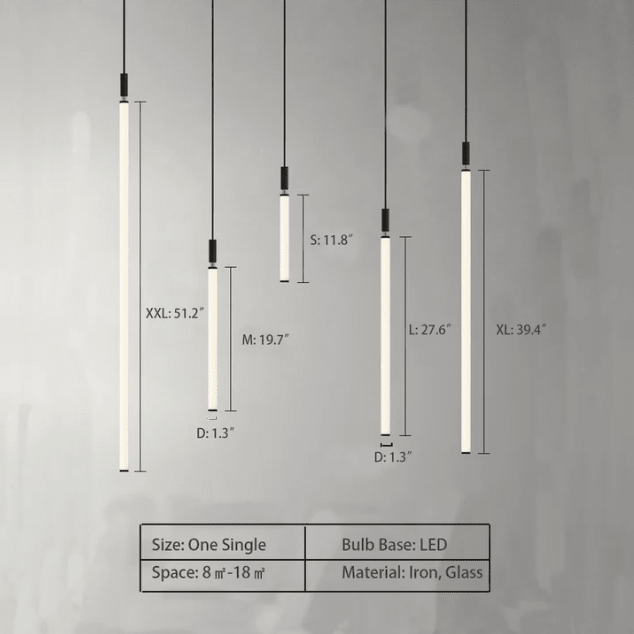 Nordic Fashion Minimalist Black Straight Pendant Chandelier for Bedside/Staircase/Loft/Duplex - GILDLAMPS