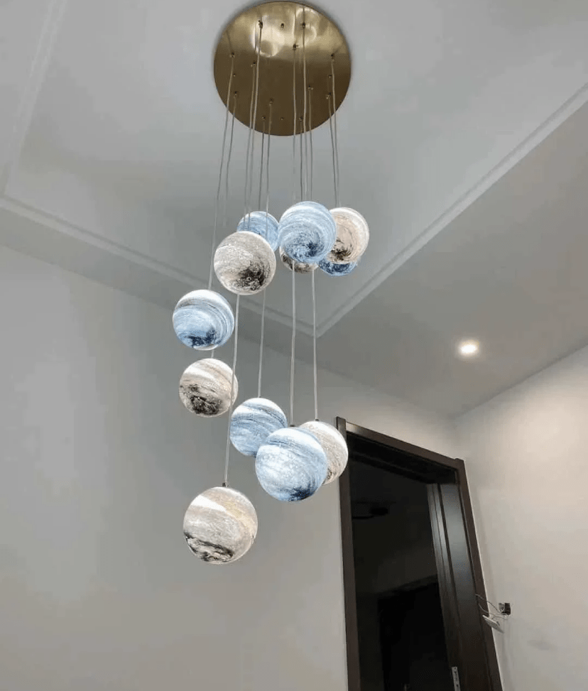 Nordic Planet Creative Long Pendant Chandelier For Staircase/Foyer/High-ceiling Hallway - GILDLAMPS
