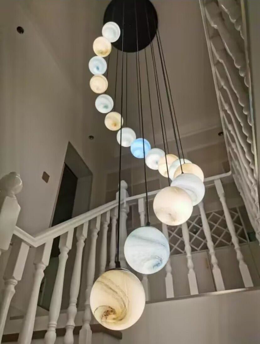 Nordic Planet Creative Long Pendant Chandelier For Staircase/Foyer/High-ceiling Hallway - GILDLAMPS