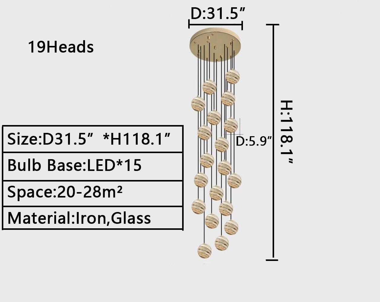 Nordic Planet Creative Long Pendant Chandelier For Staircase/Foyer/High-ceiling Hallway - GILDLAMPS